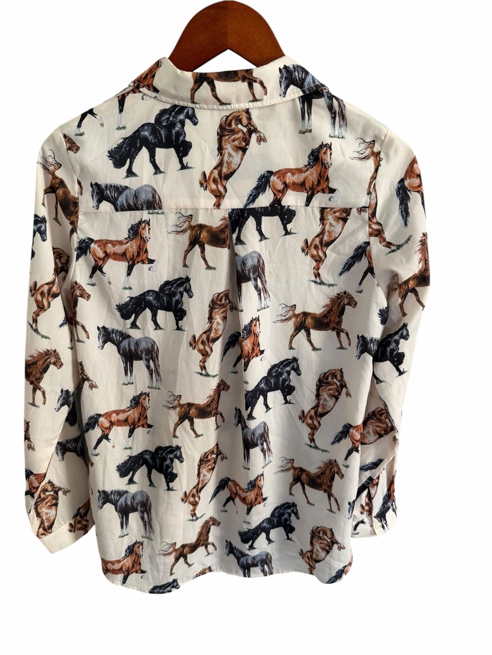 Novelty Horse-Print Button-Down Shirt for Women S - Picture 3 of 8